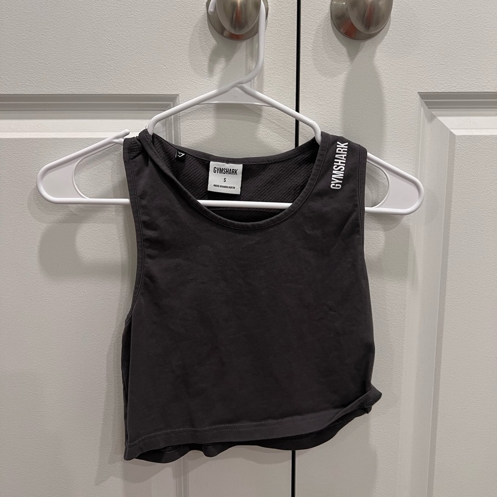 Gymshark training cropped vest workout tank top charcoal grey
